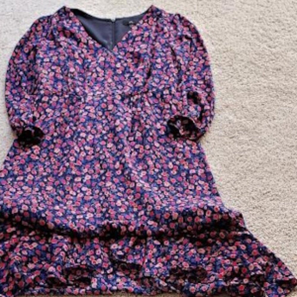 J.Crew Spring Floral Long Sleeve Belted Dress